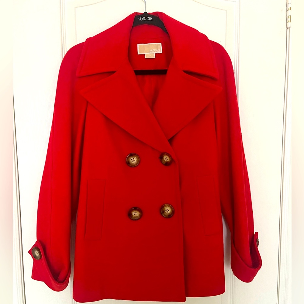 MICHAEL KORS Red Peacoat Size M